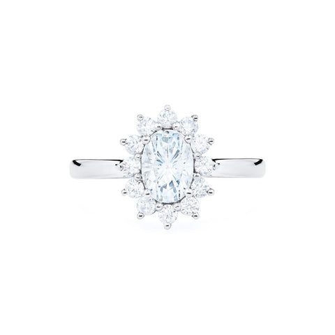 [Julianne] Vintage Bloom Halo Oval Engagement Ring in Diamond / Moissanite Women's Ring michelliafinejewelry   