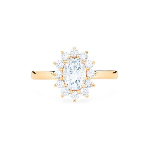[Julianne] Vintage Bloom Halo Oval Engagement Ring in Diamond / Moissanite Women's Ring michelliafinejewelry   