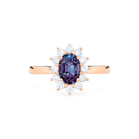[Julianne] Vintage Bloom Oval Cut Ring in Lab Alexandrite Women's Ring michelliafinejewelry   