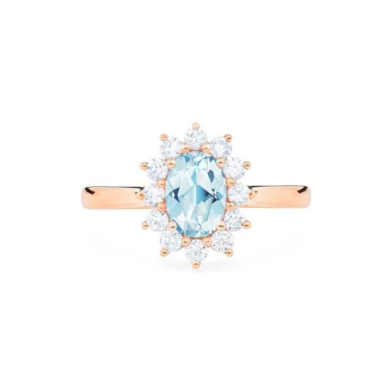 [Julianne] Vintage Bloom Oval Cut Ring in Aquamarine Women's Ring michelliafinejewelry   