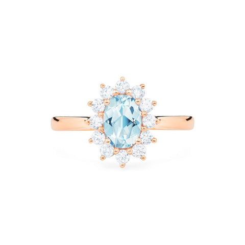 [Julianne] Vintage Bloom Oval Cut Ring in Aquamarine Women's Ring michelliafinejewelry   