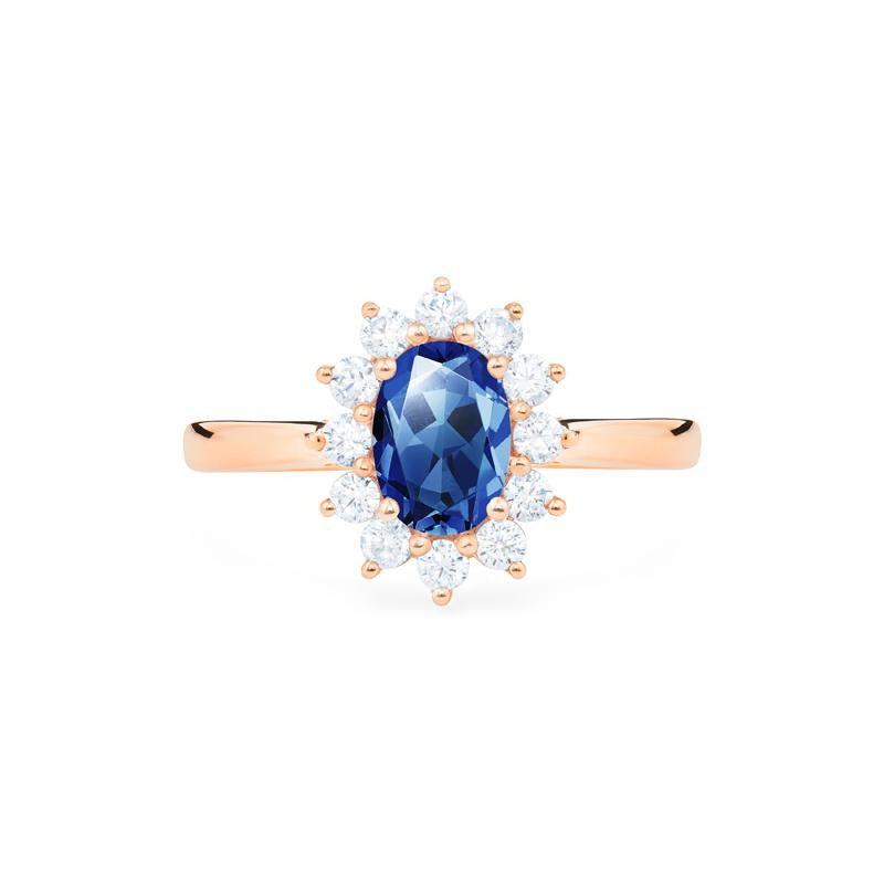 [Julianne] Vintage Bloom Oval Cut Ring in Lab Blue Sapphire Women's Ring michelliafinejewelry   