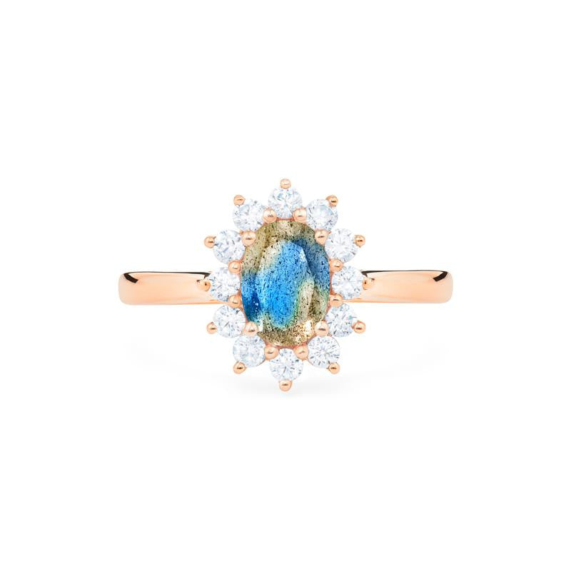 [Julianne] Vintage Bloom Oval Cut Ring in Labradorite Women's Ring michelliafinejewelry   