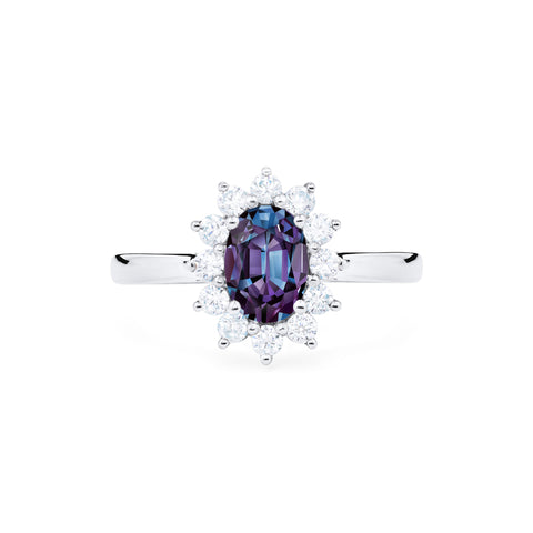 [Julianne] Vintage Bloom Oval Cut Ring in Lab Alexandrite Women's Ring michelliafinejewelry   
