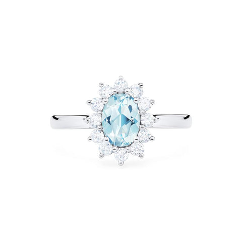 [Julianne] Vintage Bloom Oval Cut Ring in Aquamarine Women's Ring michelliafinejewelry   