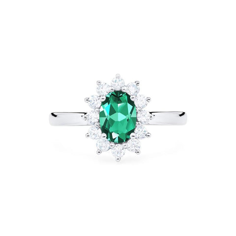[Julianne] Vintage Bloom Oval Cut Ring in Lab Emerald Women's Ring michelliafinejewelry   