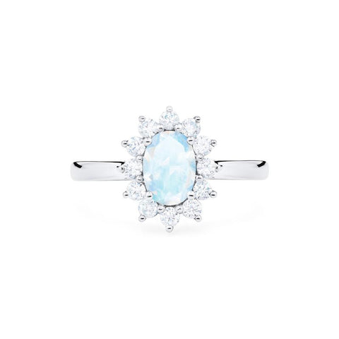 [Julianne] Vintage Bloom Oval Cut Ring in Moonstone Women's Ring michelliafinejewelry   