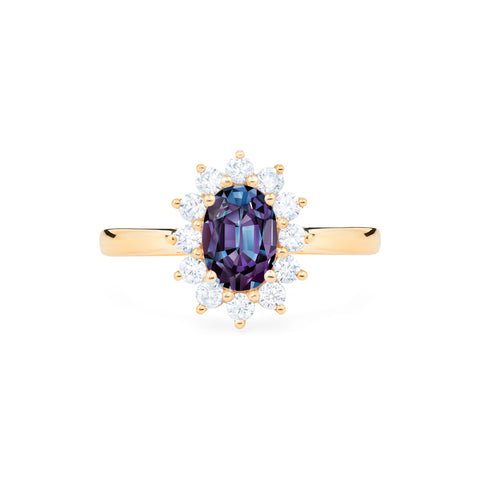 [Julianne] Vintage Bloom Oval Cut Ring in Lab Alexandrite Women's Ring michelliafinejewelry   