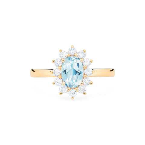 [Julianne] Vintage Bloom Oval Cut Ring in Aquamarine Women's Ring michelliafinejewelry   