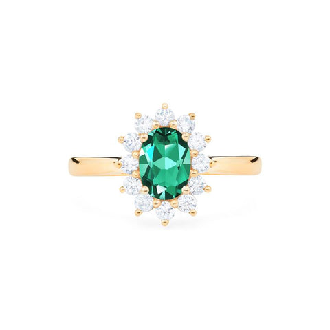 [Julianne] Vintage Bloom Oval Cut Ring in Lab Emerald Women's Ring michelliafinejewelry   