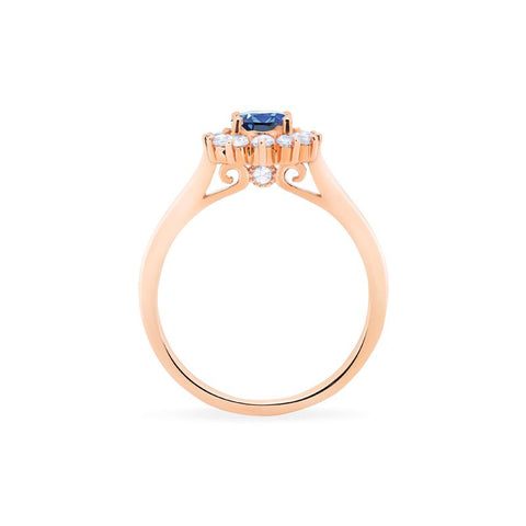 [Julianne] Vintage Bloom Oval Cut Ring in Lab Blue Sapphire Women's Ring michelliafinejewelry   