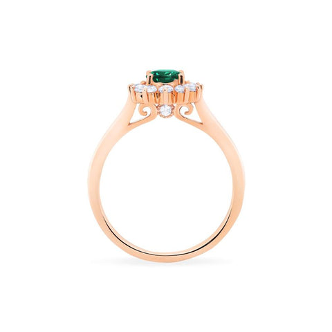 [Julianne] Vintage Bloom Oval Cut Ring in Lab Emerald Women's Ring michelliafinejewelry   