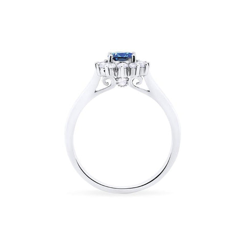 [Julianne] Vintage Bloom Oval Cut Ring in Lab Blue Sapphire Women's Ring michelliafinejewelry   