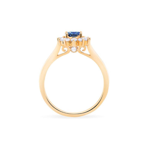[Julianne] Vintage Bloom Oval Cut Ring in Lab Blue Sapphire Women's Ring michelliafinejewelry   