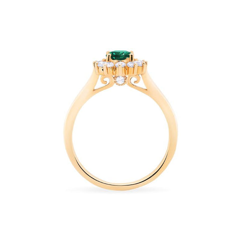 [Julianne] Vintage Bloom Oval Cut Ring in Lab Emerald Women's Ring michelliafinejewelry   