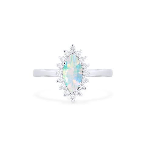 [Helena] Vintage Bloom Marquise Cut Engagement Ring in Australian Opal Women's Ring michelliafinejewelry   