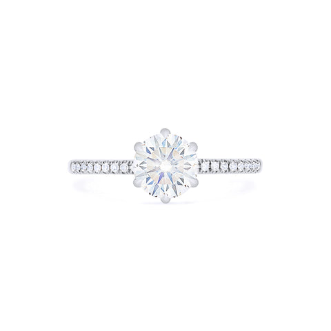 [Kate] Classic Pave Hidden Diamond 6-Prong Solitaire Engagement Ring in Diamond / Moissanite Women's Ring michelliafinejewelry   