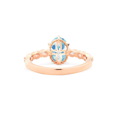 [Evelina] Vintage Classic Crown Oval Engagement Ring in Aquamarine Women's Ring michelliafinejewelry