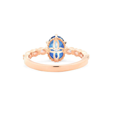 [Evelina] Vintage Classic Crown Oval Engagement Ring in Lab Blue Sapphire Women's Ring michelliafinejewelry