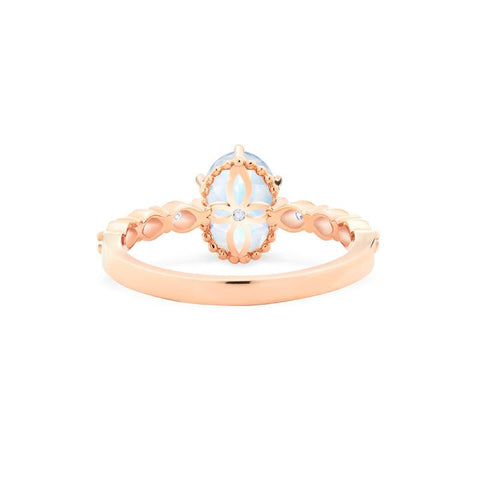 [Evelina] Vintage Classic Crown Oval Engagement Ring in Moonstone Women's Ring michelliafinejewelry