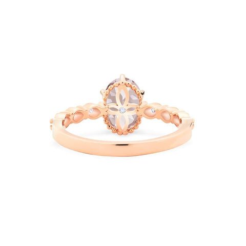 [Evelina] Vintage Classic Crown Oval Engagement Ring in Morganite Women's Ring michelliafinejewelry