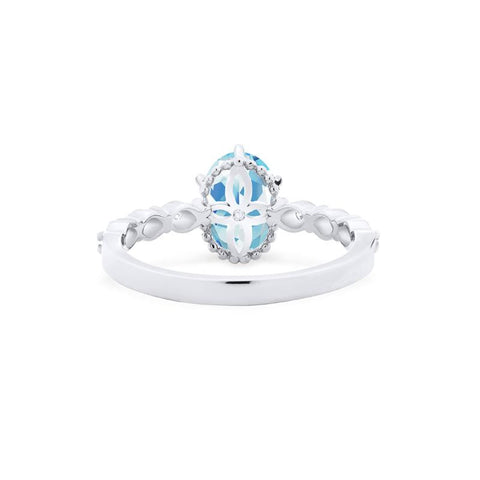 [Evelina] Vintage Classic Crown Oval Engagement Ring in Aquamarine Women's Ring michelliafinejewelry