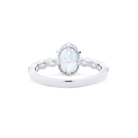 [Evelina] Vintage Classic Crown Oval Engagement Ring in Moonstone Women's Ring michelliafinejewelry