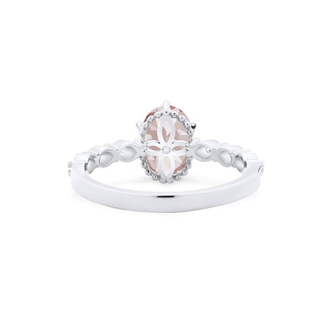 [Evelina] Vintage Classic Crown Oval Engagement Ring in Morganite Women's Ring michelliafinejewelry