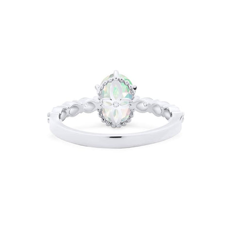[Evelina] Vintage Classic Crown Oval Engagement Ring in Natural Australian Opal Women's Ring michelliafinejewelry