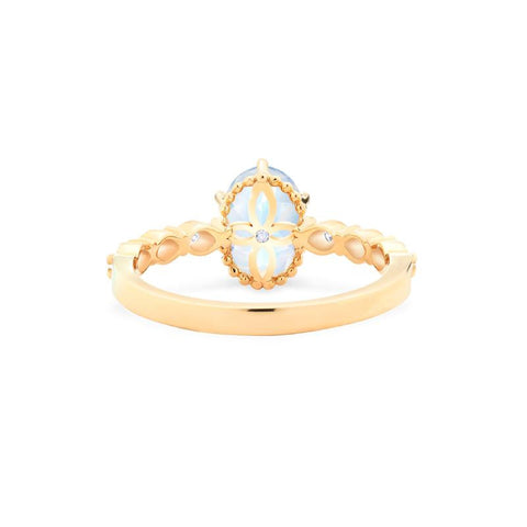 [Evelina] Vintage Classic Crown Oval Engagement Ring in Moonstone Women's Ring michelliafinejewelry