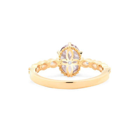 [Evelina] Vintage Classic Crown Oval Engagement Ring in Morganite Women's Ring michelliafinejewelry