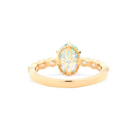 [Evelina] Vintage Classic Crown Oval Engagement Ring in Natural Australian Opal Women's Ring michelliafinejewelry