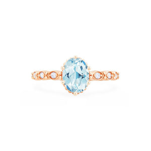 [Evelina] Vintage Classic Crown Oval Cut Ring in Aquamarine Women's Ring michelliafinejewelry   