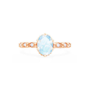 [Evelina] Vintage Classic Crown Oval Cut Ring in Moonstone Women's Ring michelliafinejewelry   