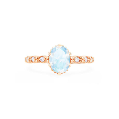 [Evelina] Vintage Classic Crown Oval Engagement Ring in Moonstone Women's Ring michelliafinejewelry
