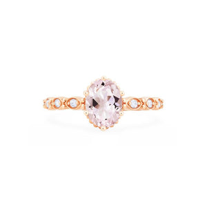 [Evelina] Vintage Classic Crown Oval Cut Ring in Morganite Women's Ring michelliafinejewelry   