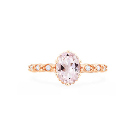 [Evelina] Vintage Classic Crown Oval Engagement Ring in Morganite Women's Ring michelliafinejewelry