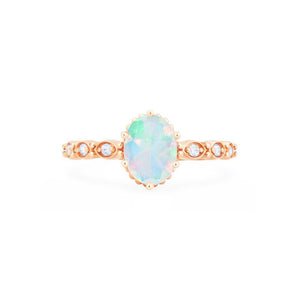 [Evelina] Vintage Classic Crown Oval Cut Ring in Opal Women's Ring michelliafinejewelry   