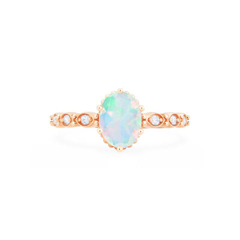 [Evelina] Vintage Classic Crown Oval Engagement Ring in Natural Australian Opal Women's Ring michelliafinejewelry