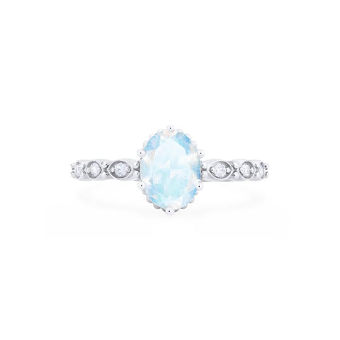 [Evelina] Vintage Classic Crown Oval Engagement Ring in Moonstone Women's Ring michelliafinejewelry