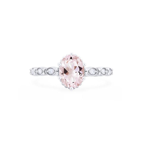 [Evelina] Vintage Classic Crown Oval Engagement Ring in Morganite Women's Ring michelliafinejewelry