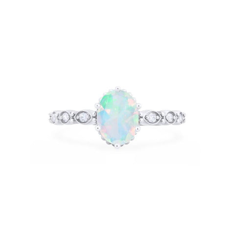 [Evelina] Vintage Classic Crown Oval Engagement Ring in Natural Australian Opal Women's Ring michelliafinejewelry