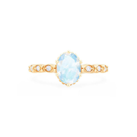 [Evelina] Vintage Classic Crown Oval Engagement Ring in Moonstone Women's Ring michelliafinejewelry