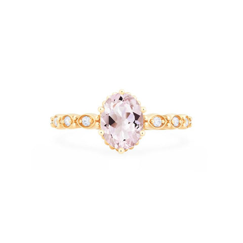 [Evelina] Vintage Classic Crown Oval Engagement Ring in Morganite Women's Ring michelliafinejewelry
