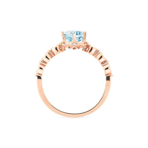 [Evelina] Vintage Classic Crown Oval Engagement Ring in Aquamarine Women's Ring michelliafinejewelry