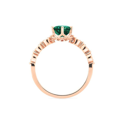 [Evelina] Vintage Classic Crown Oval Engagement Ring in Emerald Women's Ring michelliafinejewelry