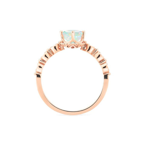 [Evelina] Vintage Classic Crown Oval Engagement Ring in Natural Australian Opal Women's Ring michelliafinejewelry