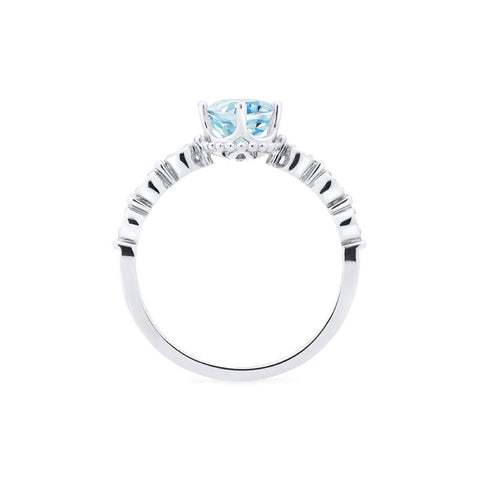 [Evelina] Vintage Classic Crown Oval Engagement Ring in Aquamarine Women's Ring michelliafinejewelry