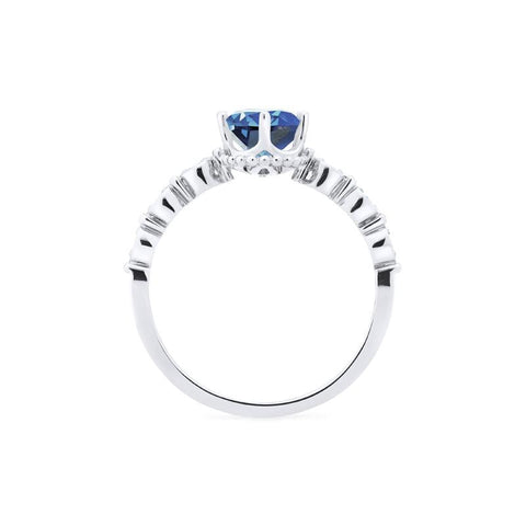 [Evelina] Vintage Classic Crown Oval Engagement Ring in Lab Blue Sapphire Women's Ring michelliafinejewelry