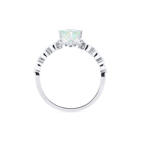 [Evelina] Vintage Classic Crown Oval Engagement Ring in Natural Australian Opal Women's Ring michelliafinejewelry